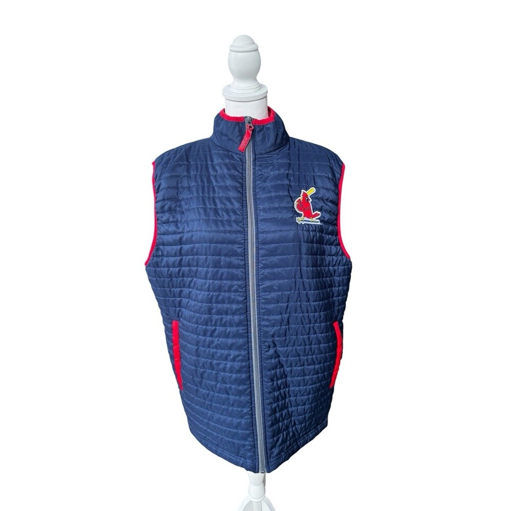 St Louis Cardinals Baseball Blue Sleeveless Zip Up Puffer Vest MLB Size XL